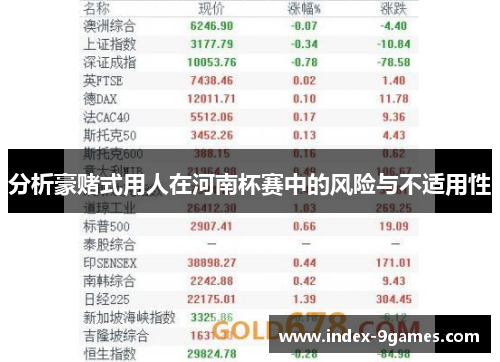 分析豪赌式用人在河南杯赛中的风险与不适用性